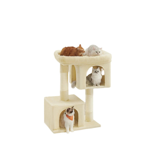 Rootz Cat Tree Scratching Post - Large Platform - Cat Tower - Comfortable & Durable - 68cm x 48cm x 101cm