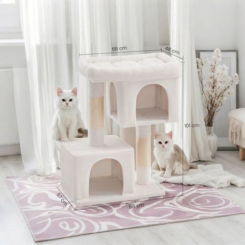 Rootz Cat Tree Scratching Post - Cat Tower - Large Platform - Durable Sisal for Cats' Claws - 68 x 48 x 101 cm