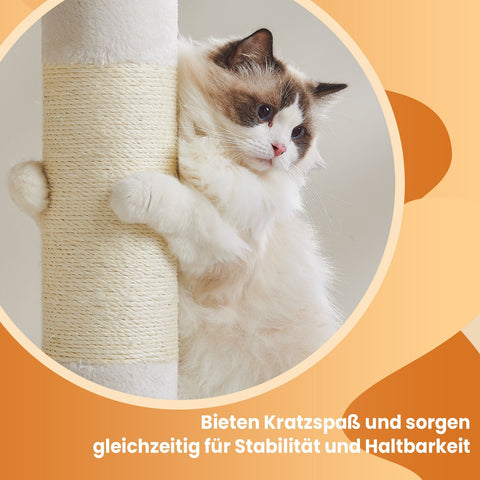 Rootz Cat Tree Scratching Post - Cat Tower - Large Platform - Durable Sisal for Cats' Claws - 68 x 48 x 101 cm