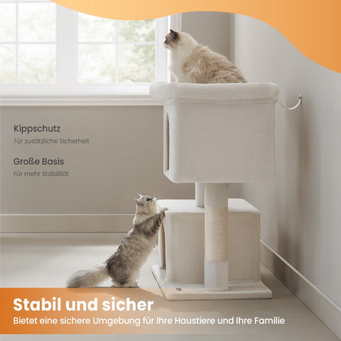 Rootz Cat Tree Scratching Post - Cat Tower - Large Platform - Durable Sisal for Cats' Claws - 68 x 48 x 101 cm