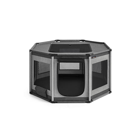 Rootz Oxford Fabric Puppy Playpen - Dog Playpen - Pet Enclosure - PVC Pipes - Lightweight - Portable - Spacious - Dark Gray-Light Gray - 112cm x 112cm x 62cm