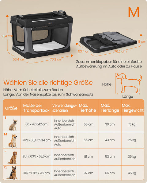 Rootz Foldable Dog Box - Pet Crate - Mesh Kennel - Durable & Portable - 76.2cm x 53.4cm x 53.4cm - Ink Black