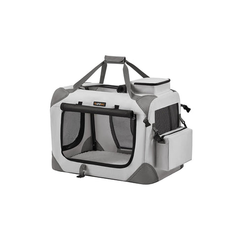 Rootz Pet Carrier - Dog Crate - Portable Kennel - Metal Frame - Oxford Fabric - Lightweight - 60cm x 42cm x 42cm - Smoke Gray