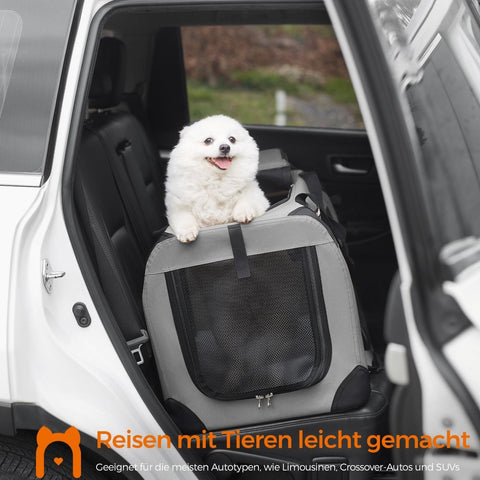 Rootz Pet Carrier - Dog Crate - Portable Kennel - Metal Frame - Oxford Fabric - Lightweight - 60cm x 42cm x 42cm - Smoke Gray