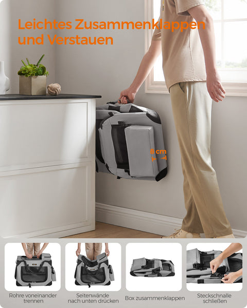 Rootz Pet Carrier - Dog Crate - Portable Kennel - Metal Frame - Oxford Fabric - Lightweight - 60cm x 42cm x 42cm - Smoke Gray