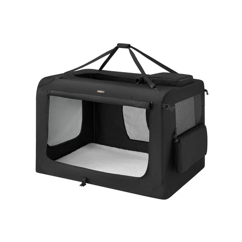 Rootz XXXXL Black Dog Box - Pet Crate - Heavy Duty Kennel - Metal Frame - 600D Oxford Fabric - PVC Coating - Fleece Lining - 122cm x 79cm x 79cm - Foldable - Portable - Lightweight