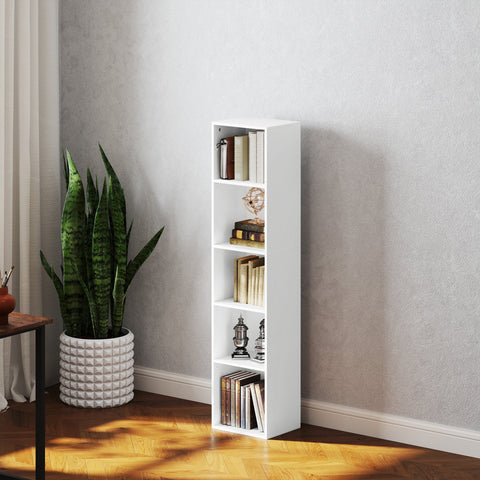 Rootz White Bookshelf - 5-Tier Shelf - Adjustable Storage - Flexibility in Organization - 30 x 24 x 133.5 cm