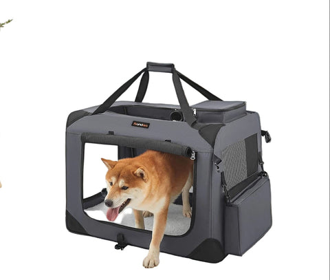 Rootz Dog Transport Box - Pet Carrier - 600D Oxford Steel Frame - Ensures Comfort - 70cm x 52cm x 52cm