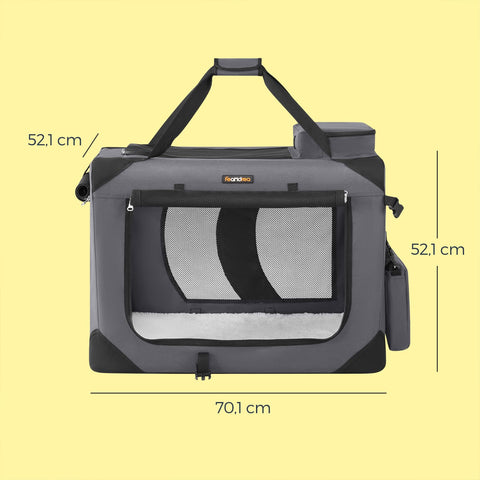 Rootz Dog Transport Box - Pet Carrier - 600D Oxford Steel Frame - Ensures Comfort - 70cm x 52cm x 52cm