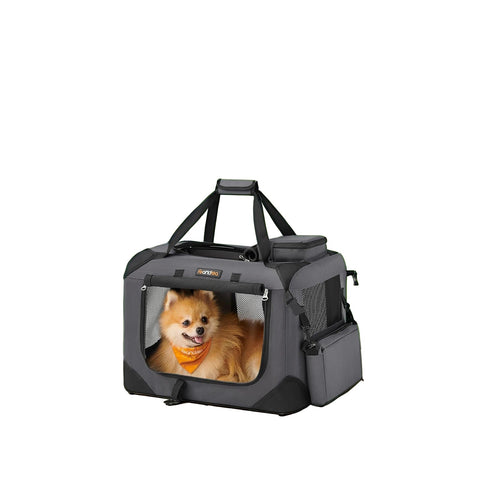 Rootz Grey Dog Transport Box - Pet Carrier - Portable Crate - Secure Travel - 50 x 35 x 35 cm