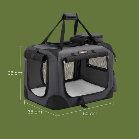 Rootz Grey Dog Transport Box - Pet Carrier - Portable Crate - Secure Travel - 50 x 35 x 35 cm