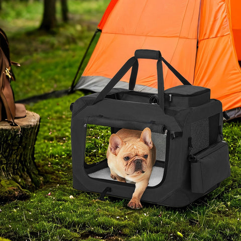 Rootz Foldable Dog Transport Box - Dog Bag - Pet Carrier - Robust Oxford Fabric - 60 x 40 x 40 cm