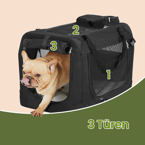 Rootz Foldable Dog Transport Box - Dog Bag - Pet Carrier - Robust Oxford Fabric - 60 x 40 x 40 cm