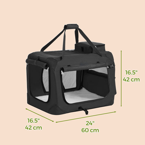 Rootz Foldable Dog Transport Box - Dog Bag - Pet Carrier - Robust Oxford Fabric - 60 x 40 x 40 cm