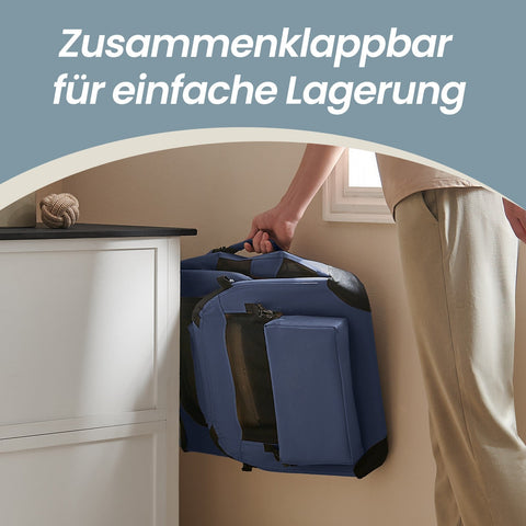 Rootz Pet Transport Box - Dog Carrier - Blue, Black Pet Crate - Safety - 60cm x 40cm x 40cm