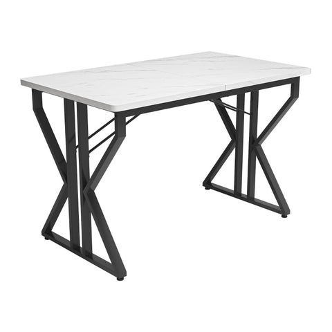 Rootz Elegant Dining Table - Marbled Table - Modern Dining Surface - Durable MDF & Metal - 119L x 70W x 75H cm