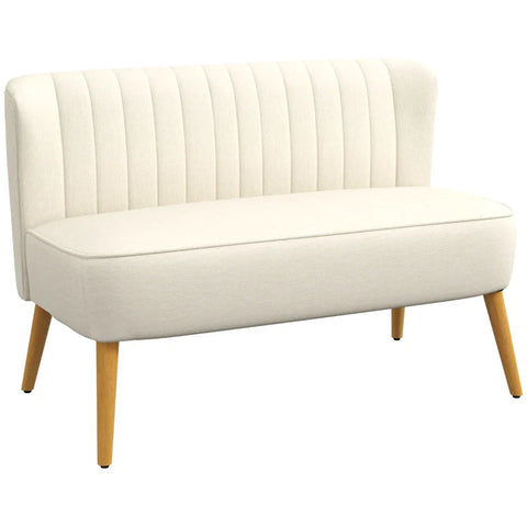 Rootz 2-seater Fabric Sofa - Upholstered Sofa - Double Sofa - Seating Furniture - Lounge Sofa - Wood Foam - Cream White - 117 x 56.5 x 77 cm