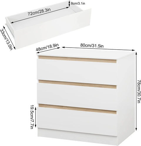 Rootz White Changing Table - Nursery Dresser - Baby Station - Ample Storage - Safe & Durable - Stylish Design - 80cm x 78cm x 48cm