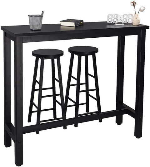 Rootz moderne bartafel en krukset - pubtafelset - eetset op toonbankhoogte - stevig metalen frame - krasbestendig - ergonomisch ontwerp - tafel van 120 cm x 40 cm, krukken van 30 cm x 30 cm