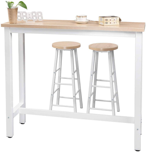 Rootz Modern Bar Table and Stool Set - Pub Table Set - Counter Height Dining Set - Durable, Scratch-Resistant, Easy Maintenance - Steel Frame, MDF Board - 120cm x 40cm Table, 30cm x 30cm Stools
