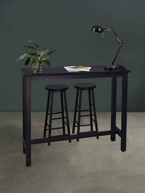 Rootz moderne bartafel en krukset - pubtafelset - eetset op toonbankhoogte - stevig metalen frame - krasbestendig - ergonomisch ontwerp - tafel van 120 cm x 40 cm, krukken van 30 cm x 30 cm