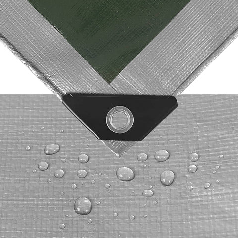 Rootz Waterproof Tarpaulin - Protective Cover - Outdoor Sheet - UV Resistant - 3x5m Grey-Green