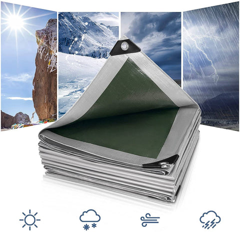 Rootz Waterproof Cover Tarpaulin - Protective Sheet - Weatherproof Tarp - UV Resistant - 3x6m Grey-Green