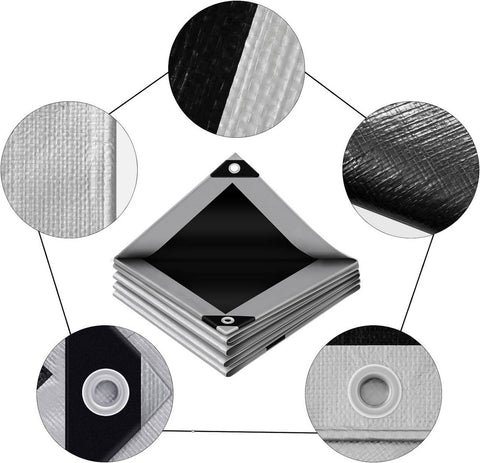 Rootz Waterproof PE Tarpaulin - Protective Cover - Weatherproof Tarp - UV Stable - 3m x 5m, Durable Reinforced Edges