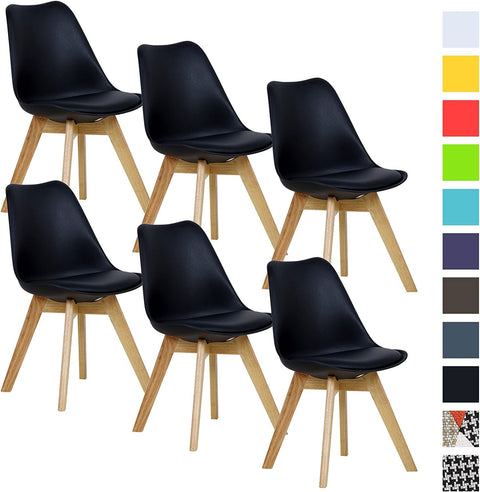 Rootz Scandinavian Style Dining Chair - Comfort Chair - Stylish Seating - High-Density Foam Comfort - Durable Solid Wood Legs - Floor Protection - 48cm x 42cm x 82cm