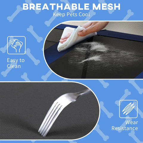 Rootz Dog Beds - Dog Sofas - Weather Resistant - Raised Frame - Pet Bed - Water-repellent - Oxford, Steel-breathable Mesh-polyester - Dark Blue - 106L x 76W x 94H cm