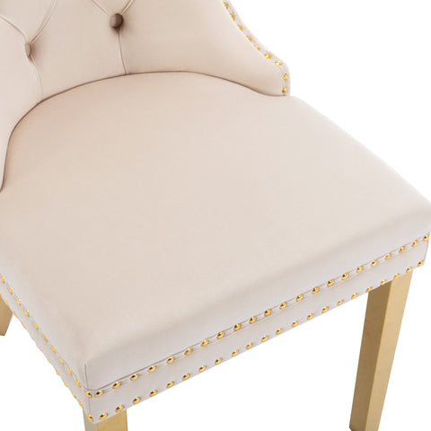 Rootz 4 Piece Set Dining Chairs - Upholstered Chairs - Velvet Covered Chairs - Nail Head Trim - 51.5cm x 65.5cm x 95cm
