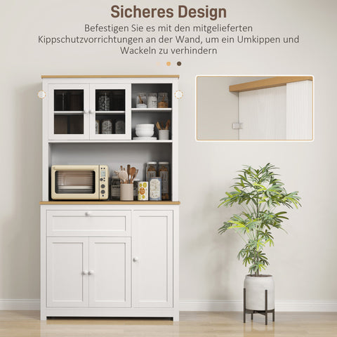 Rootz Kitchen Cabinet - Pantry Storage - Country House Style - Space-Saving - 100 x 40 x 180 cm - Brown+ White - MDF & Chipboard