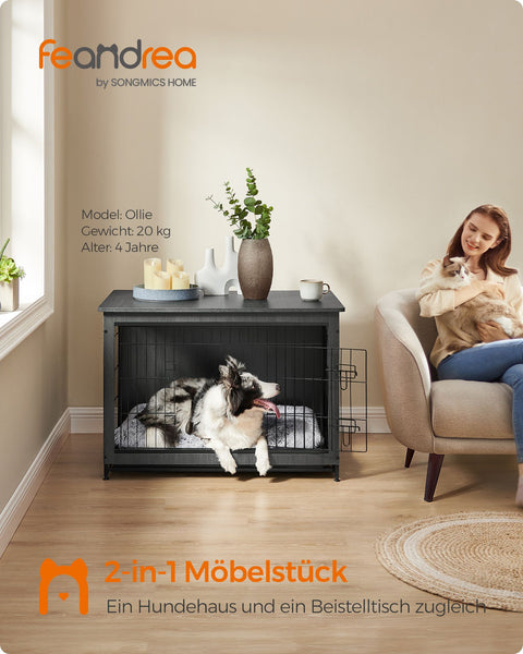 Rootz Heavy Duty Hondenkooi - Dierenbench - Kennel - Spaanplaat stalen constructie - Ruim interieur - Eenvoudige montage - Inktzwart - 98cm x 65cm x 68cm