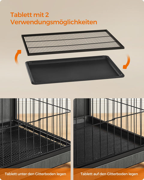 Rootz Heavy Duty Hondenkooi - Dierenbench - Kennel - Spaanplaat stalen constructie - Ruim interieur - Eenvoudige montage - Inktzwart - 98cm x 65cm x 68cm