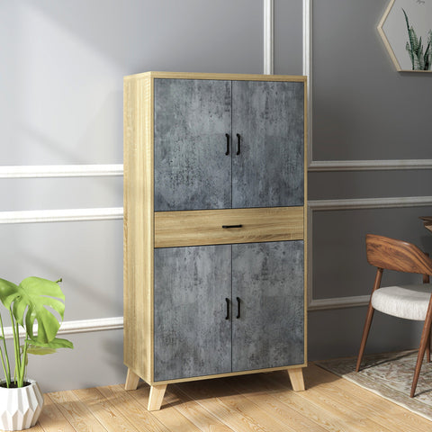 Rootz Kitchen Cabinet Buffet - Storage Cabinet - Kitchen Hutch - Adjustable Shelves - 80cm x 40cm x 152.5cm