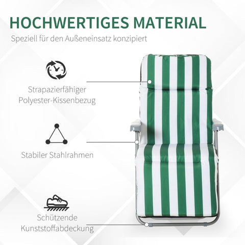 Rootz tuinligstoelen set van 2 - opvouwbare stoelen - buitenfauteuils - op 5 niveaus verstelbare rugleuning - ruimtebesparend ontwerp - hoogwaardige materialen - 60 cm x 75 cm x 102 cm - stalen frame - groen + wit