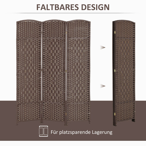 Rootz Room Divider - Foldable Partition - Privacy Screen - Pine Wood Frame - 135cm x 1.7cm x 180cm - Elegant Brown Finish