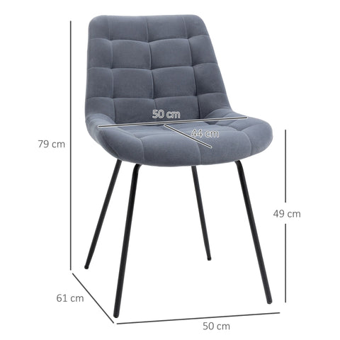 Rootz Set of 6 Dining Chairs - Accent Chairs - Velvet Upholstered - Exceptional Comfort - 50cm x 61cm x 79cm