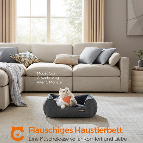 Rootz Dog Bed - Pet Bed - Cushioned Mat - Imitation Linen - Plush Padding - Anti-Slip Fabric - 60cm x 50cm x 21cm