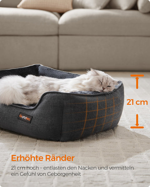 Rootz Dog Bed - Pet Bed - Cushioned Mat - Imitation Linen - Plush Padding - Anti-Slip Fabric - 60cm x 50cm x 21cm