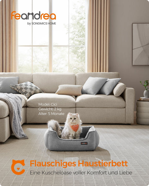 Rootz Light Gray Dog Bed - Pet Bed - Cushioned Mat - Imitation Linen - Plush - PP Padding - Anti-Slip Fabric - 60cm x 50cm x 21cm