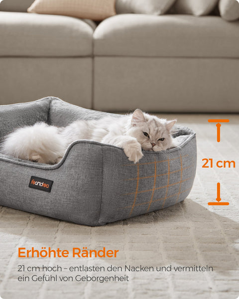 Rootz Light Gray Dog Bed - Pet Bed - Cushioned Mat - Imitation Linen - Plush - PP Padding - Anti-Slip Fabric - 60cm x 50cm x 21cm