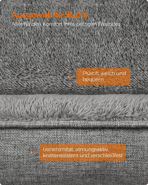 Rootz Light Gray Dog Bed - Pet Bed - Cushioned Mat - Imitation Linen - Plush - PP Padding - Anti-Slip Fabric - 60cm x 50cm x 21cm