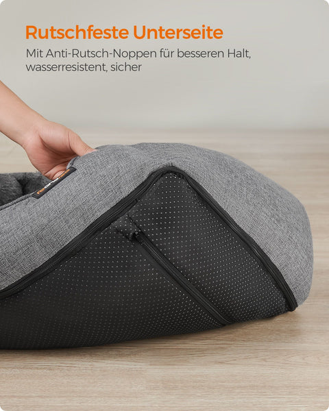 Rootz Light Gray Dog Bed - Pet Bed - Cushioned Mat - Imitation Linen - Plush - PP Padding - Anti-Slip Fabric - 60cm x 50cm x 21cm