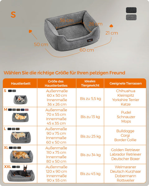Rootz Light Gray Dog Bed - Pet Bed - Cushioned Mat - Imitation Linen - Plush - PP Padding - Anti-Slip Fabric - 60cm x 50cm x 21cm