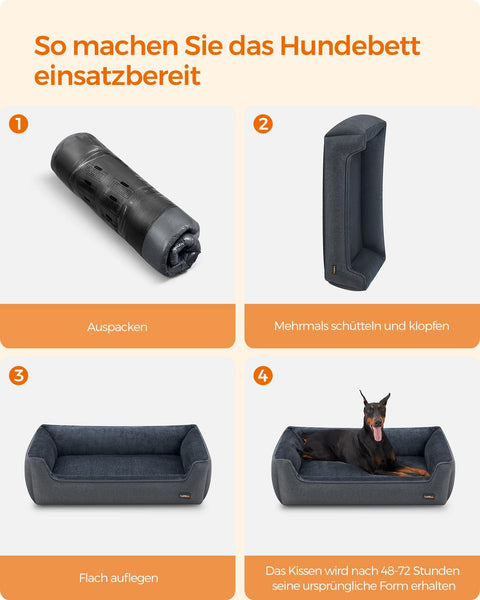 Rootz Plush Dog Bed - Pet Bed - Cozy Bed - Imitation Linen - Anti-Slip Fabric - 120cm x 90cm x 30cm