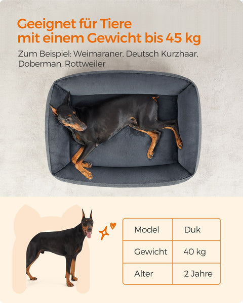 Rootz Plush Dog Bed - Pet Bed - Cozy Bed - Imitation Linen - Anti-Slip Fabric - 120cm x 90cm x 30cm