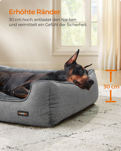 Rootz Plush Dog Bed - Pet Bed - Cozy Bed - Imitation Linen - Anti-Slip Fabric - PP Padding - 120cm x 90cm x 30cm