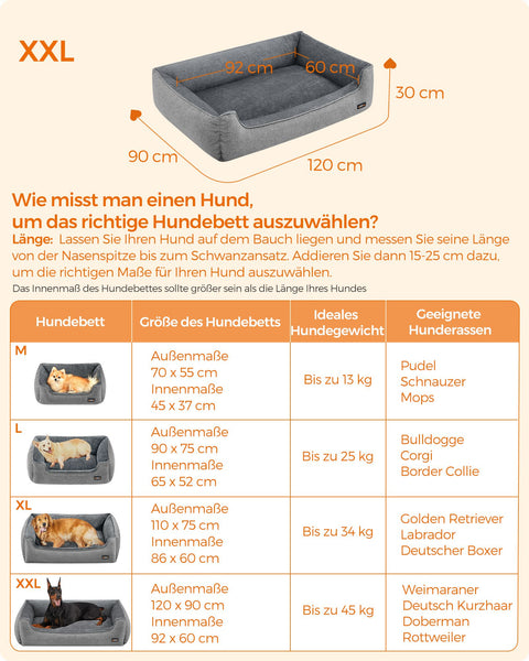 Rootz Plush Dog Bed - Pet Bed - Cozy Bed - Imitation Linen - Anti-Slip Fabric - PP Padding - 120cm x 90cm x 30cm