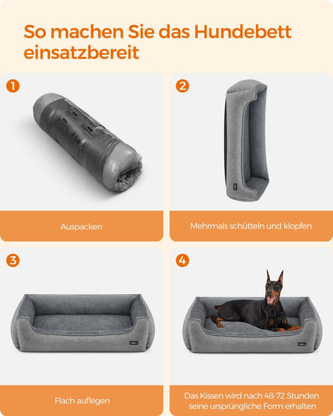 Rootz Plush Dog Bed - Pet Bed - Cozy Bed - Imitation Linen - Anti-Slip Fabric - PP Padding - 120cm x 90cm x 30cm